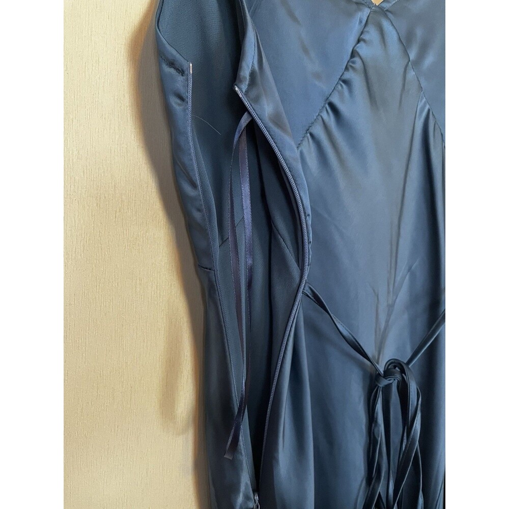 Princess Polly Blue Satin Slip Dress with Lace Trim Size 4 - Picture 13 of 16